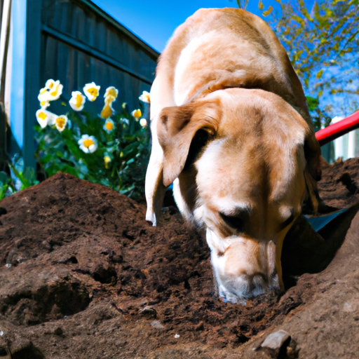 תמונה של כלב חופר בחצר אחורית
