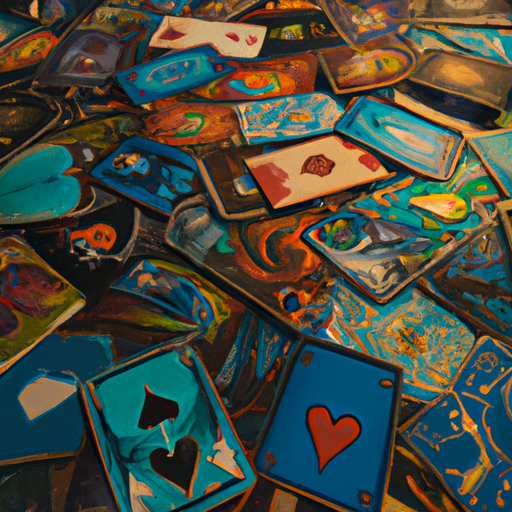 1. תמונה המציגה מערך של כרטיסי קסם צבעוניים הפרוסים על שולחן